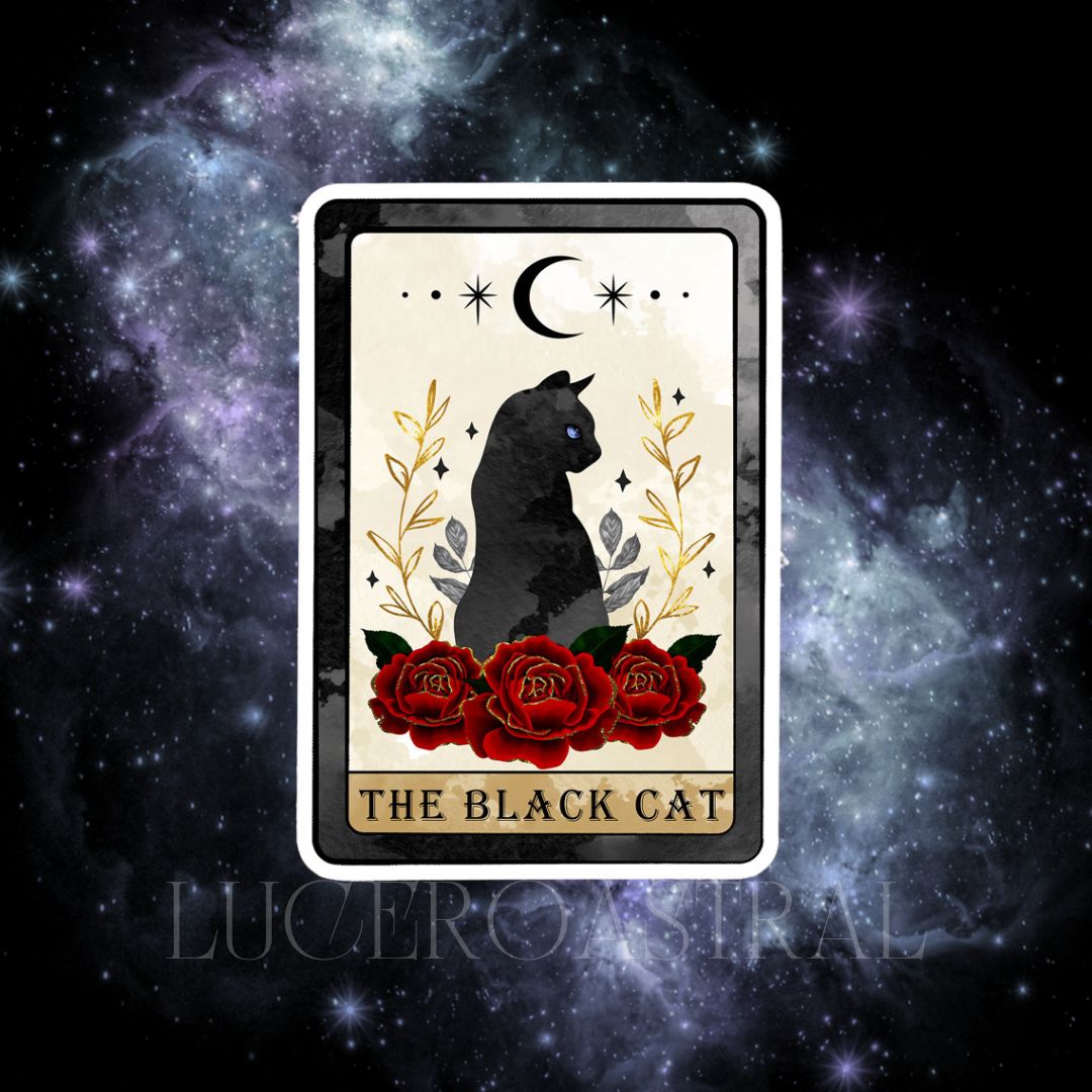 Pegatina de carta del Tarot del Gato Negro