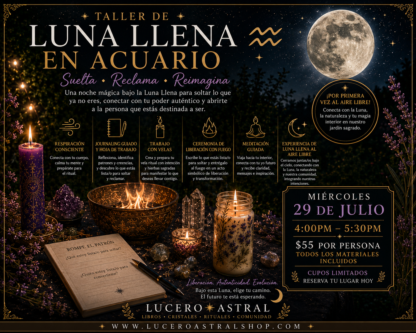 Ritual de Luna Llena en Acuario-TALLER EN ESPAÑOL
