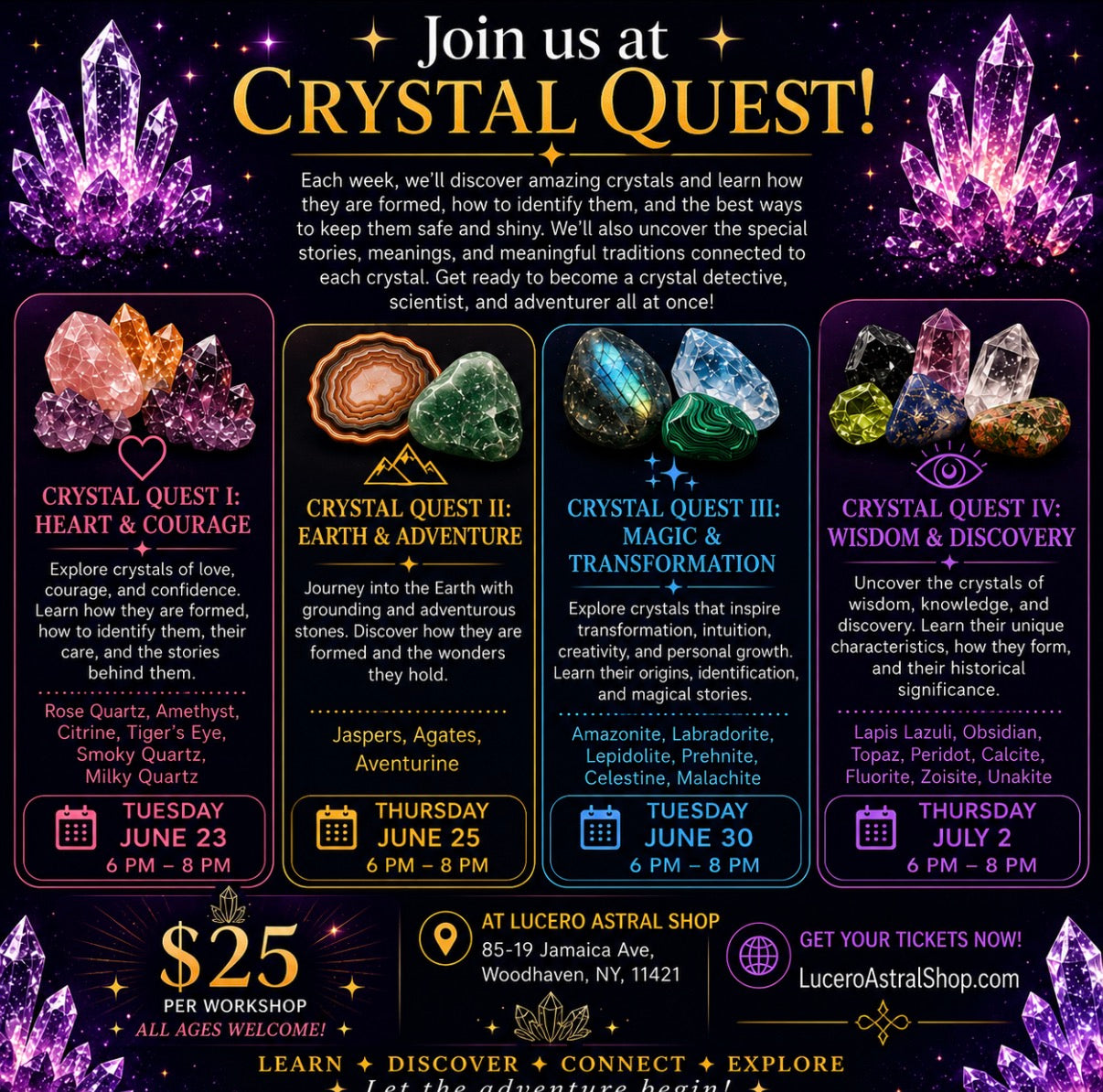 CRYSTAL QUEST WORKSHOPS
