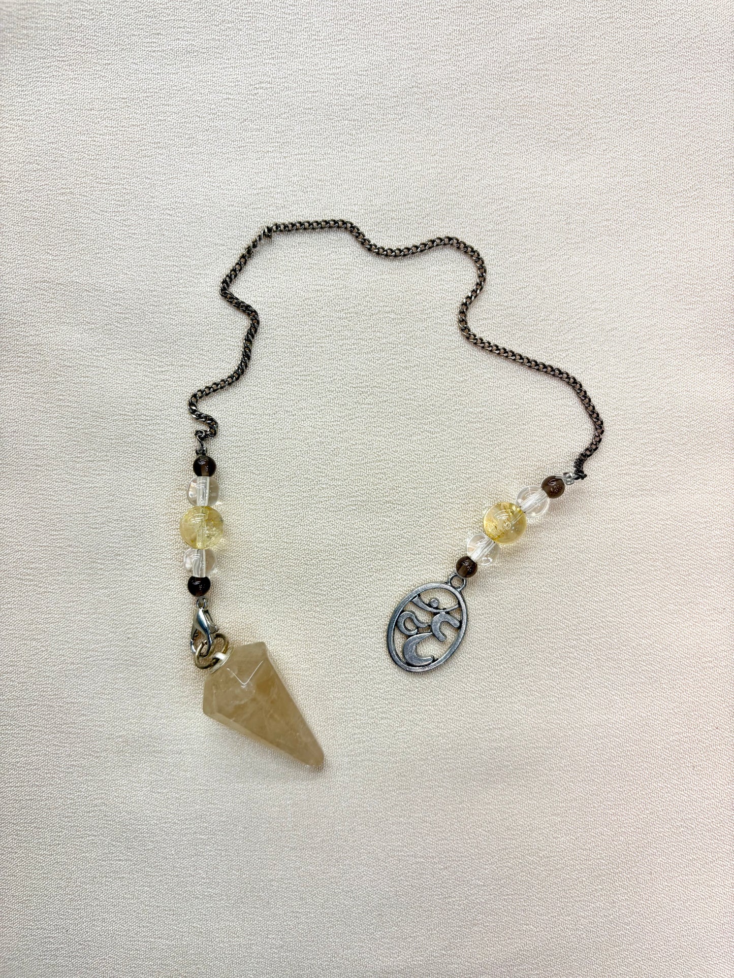 Citrine Hexagonal Pendulum- OM Charm
