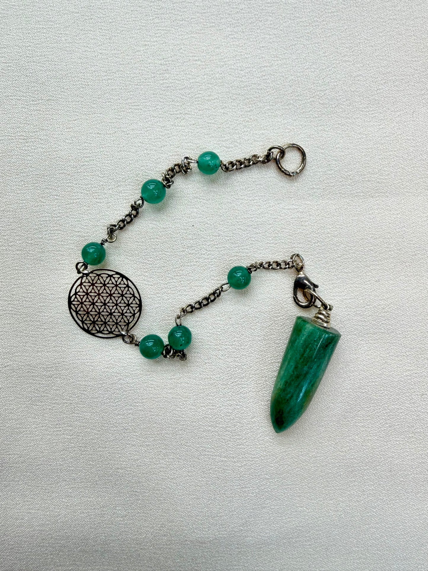 Green Aventurine Flower of Life Pendulum