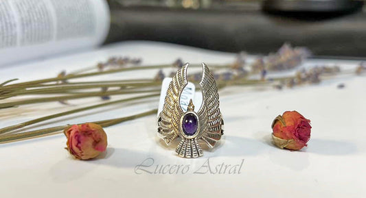 Anillo Fénix Ascendente con Piedra de Amatista - Plata Fina