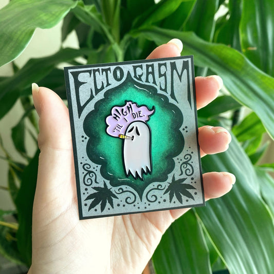 Ectogasm “High ’Til I Die” Ghost Enamel Pin