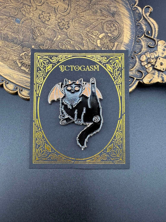 Black Cat Pentacle Butt Witchy Enamel Pin