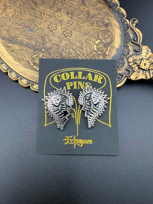 "Until Death" Gothic Skeleton Heart Enamel Pin Set