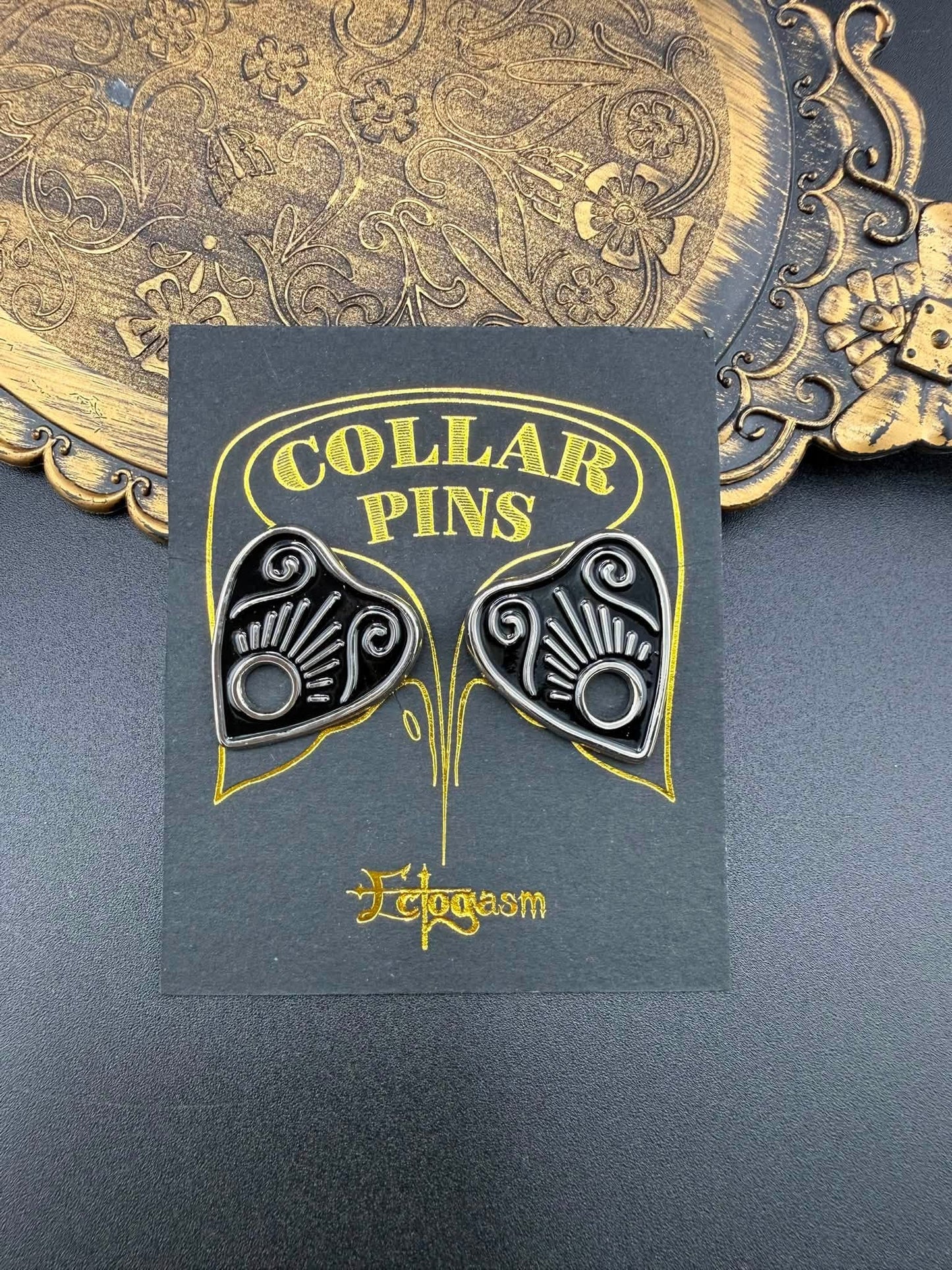 Silver Ouija Planchette Collar Pin Set