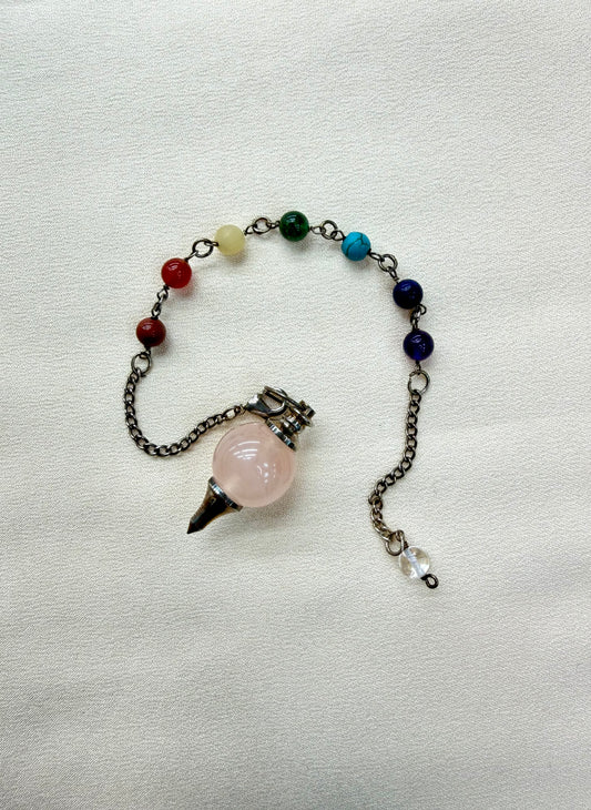 Péndulo de chakra de cuarzo rosa Sephoroton