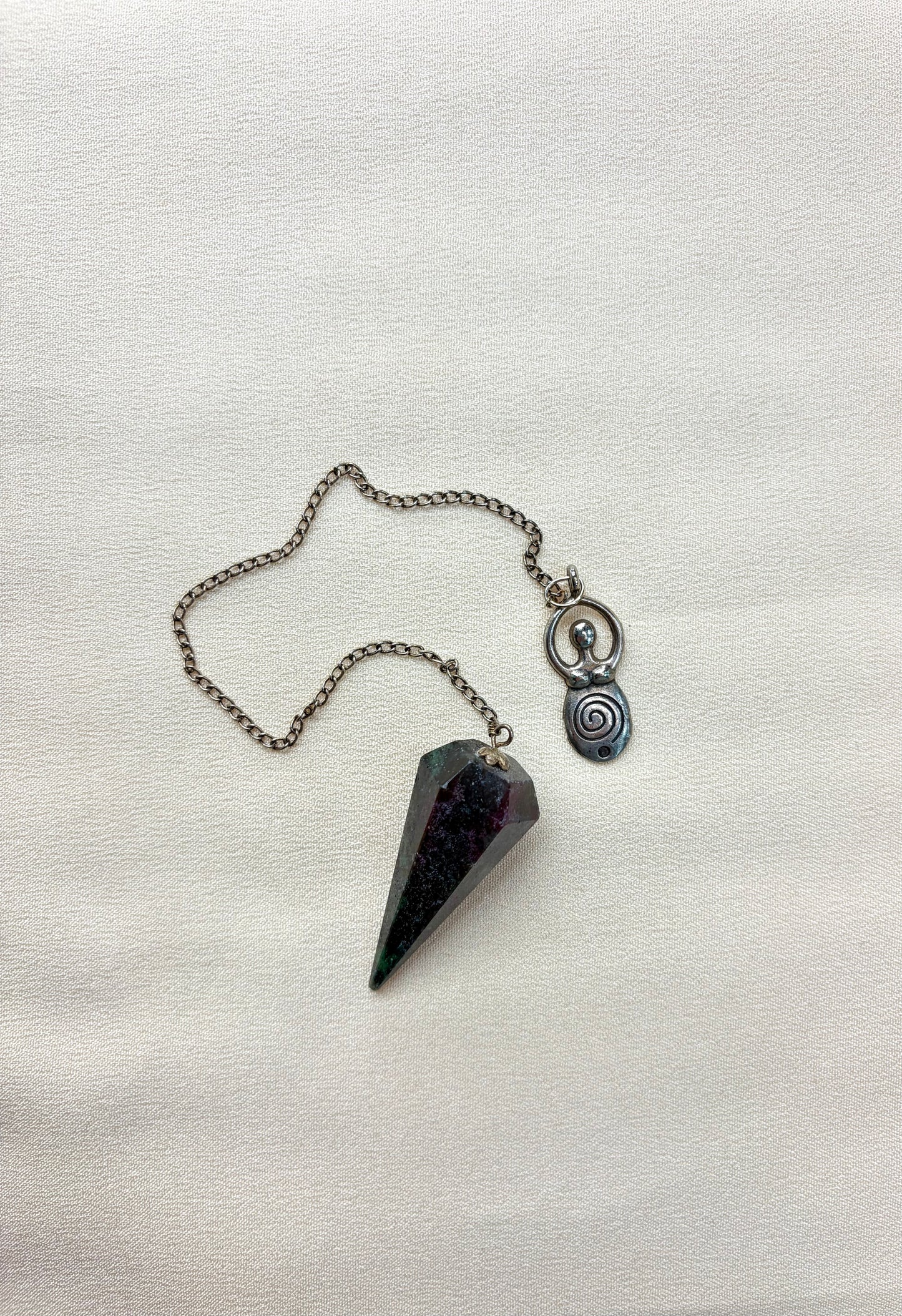 Ruby Zoisite Pendulum- Spiral Goddess Charm