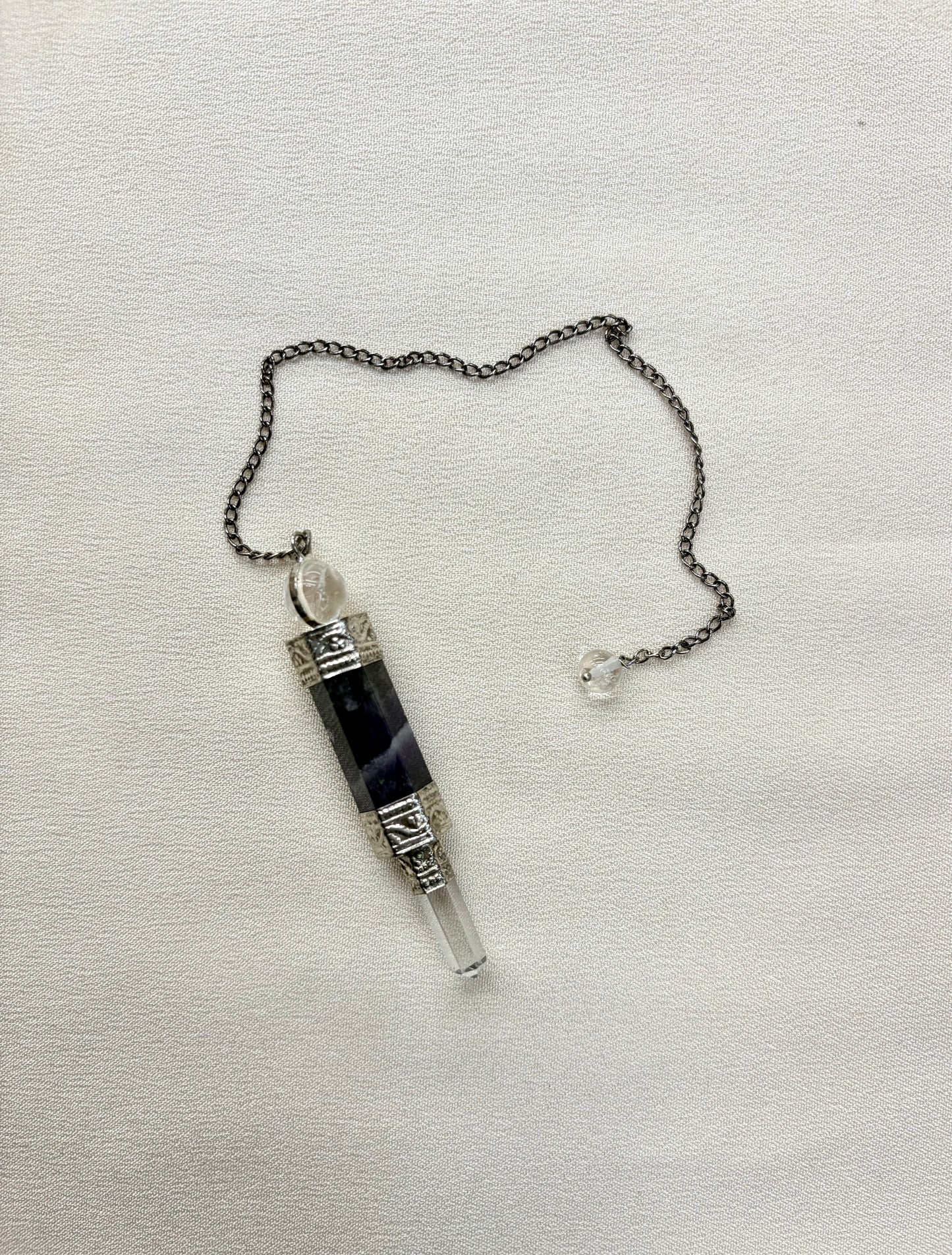 Amethyst Wand w/ Clear Quartz Point Sphere Pendulum