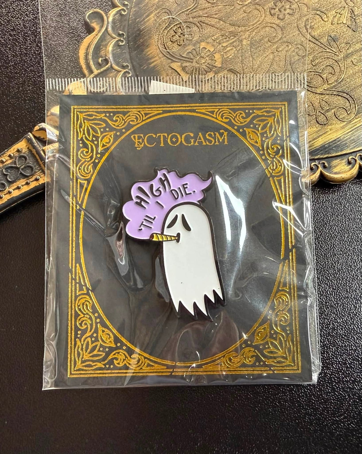 Ectogasm “High ’Til I Die” Ghost Enamel Pin