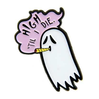 Ectogasm “High ’Til I Die” Ghost Enamel Pin