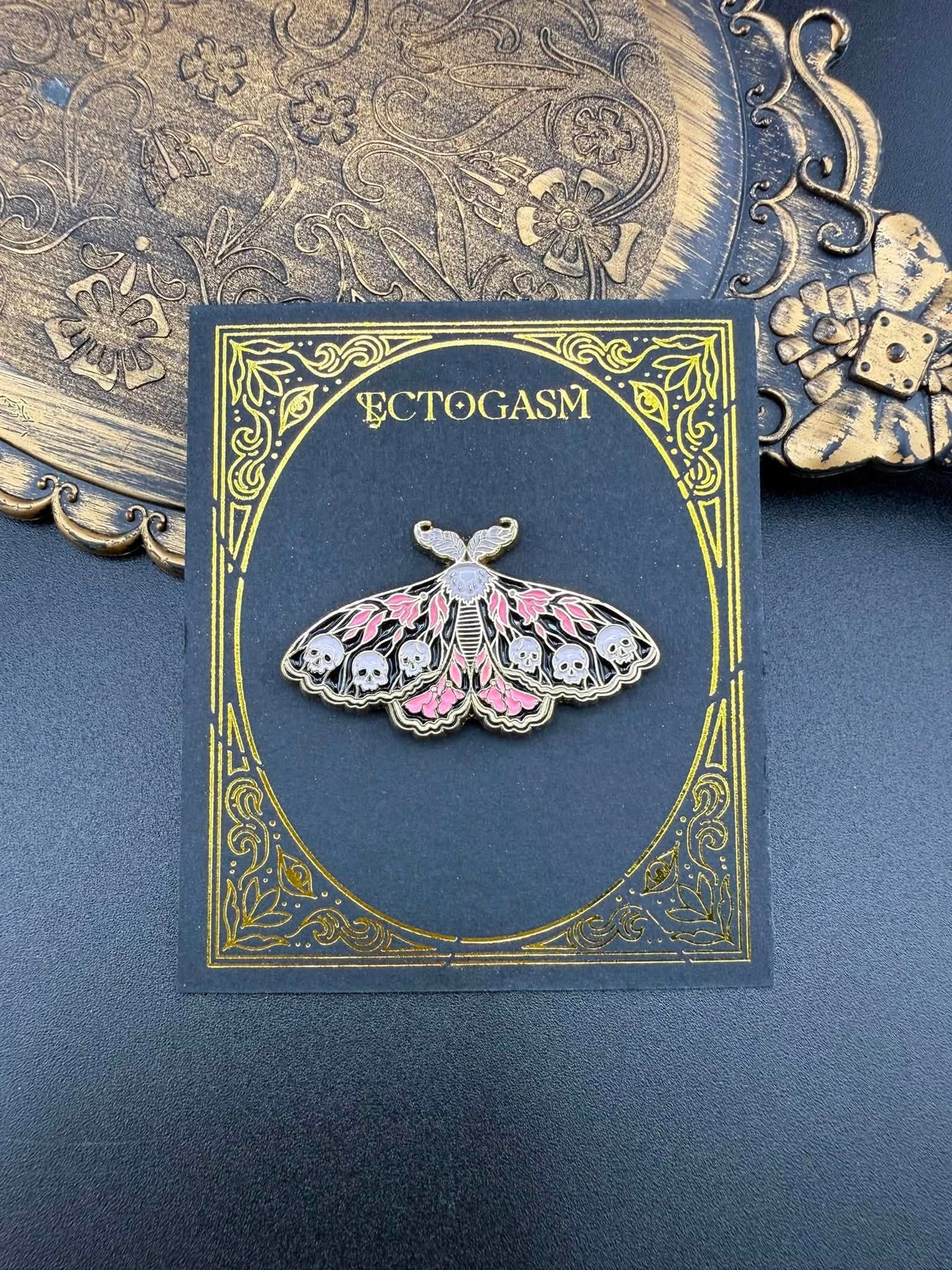 Moth and Skulls Enamel Pin