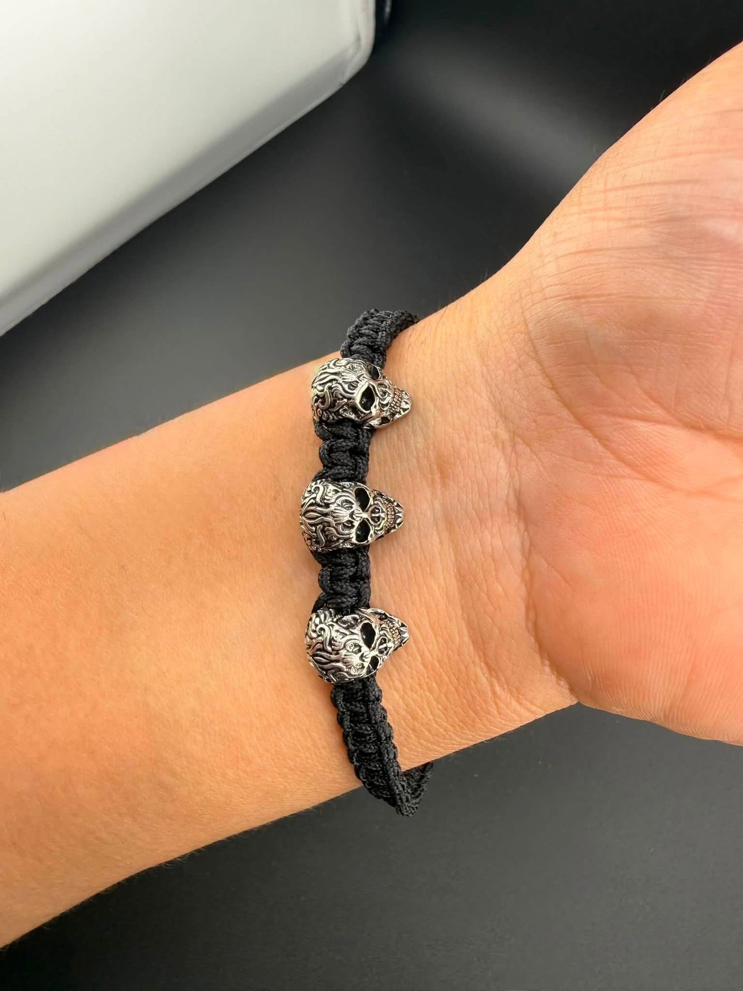 Crucible Stainless Steel Skull Adjustable Bracelet
