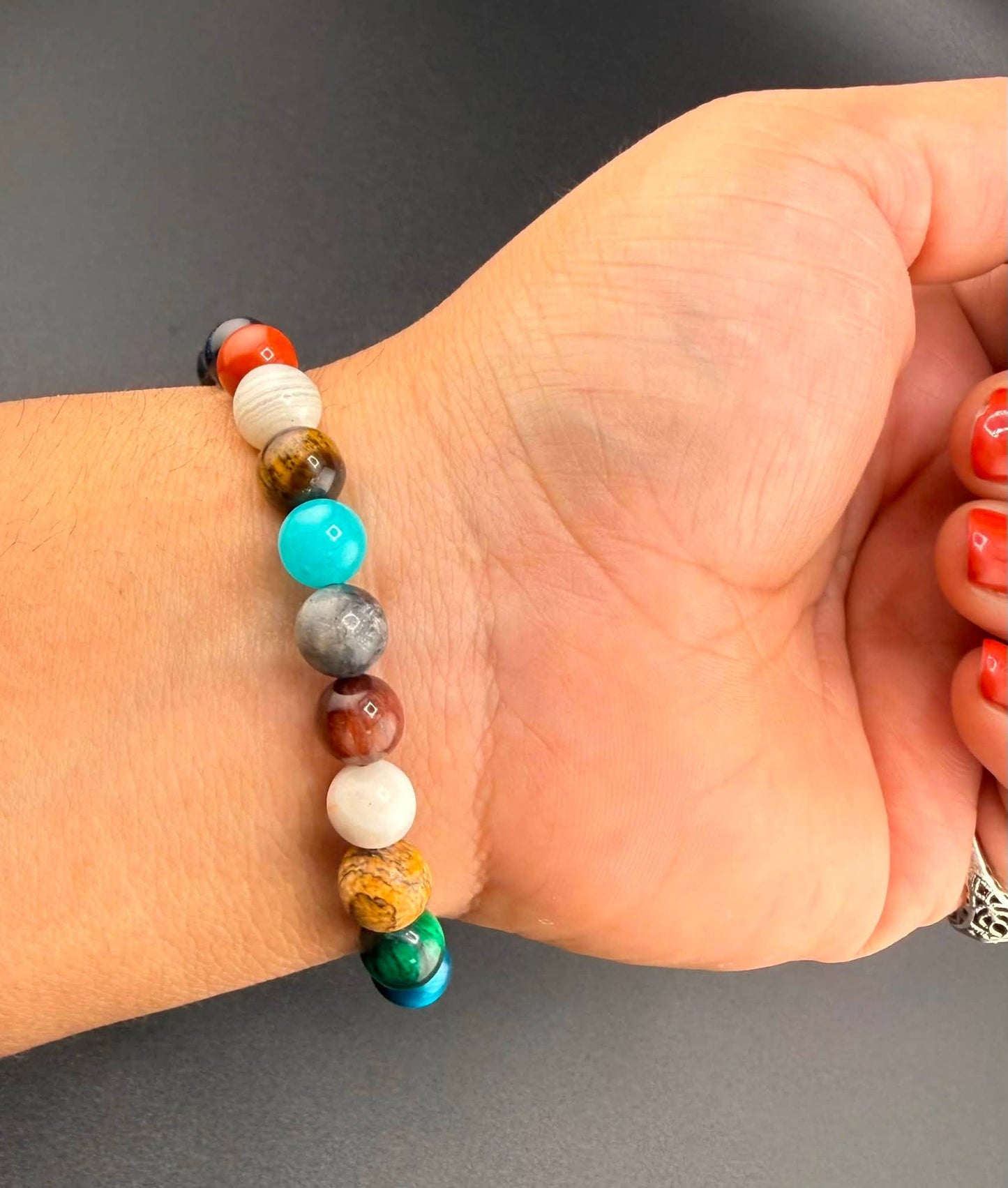 Solar System Natural Stone Adjustable Bracelet (8mm)