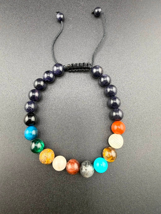 Solar System Natural Stone Adjustable Bracelet (8mm)