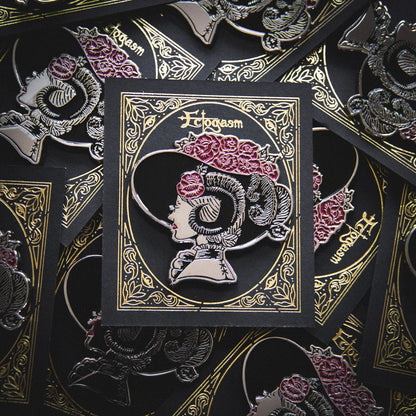 Ectogasm Horned Victorian Woman Enamel Brooch