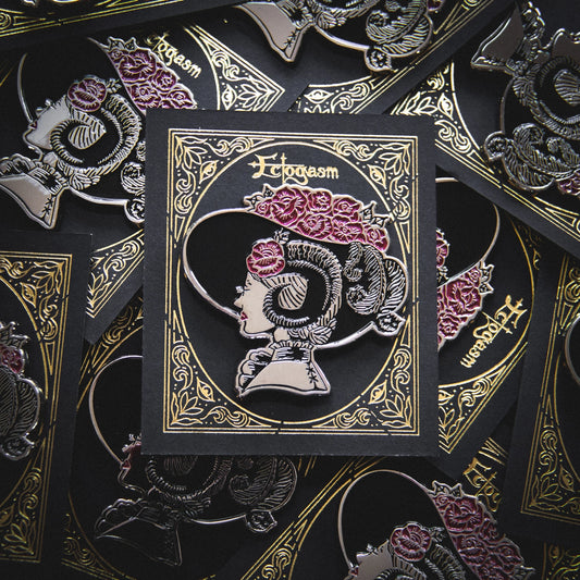 Ectogasm Horned Victorian Woman Enamel Brooch