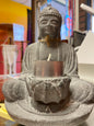 Buda Meditando – Estatua de Piedra Volcánica y Portavela (Color Carbón)