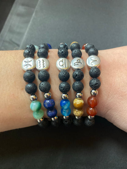 Pulsera de piedra de lava del Zodiaco/Aromaterapia