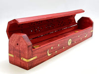 Carved Wood Incense Box Burner 12"L