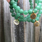 Pulsera de Aventurina Verde con Dije de Tercer Ojo Dorado.